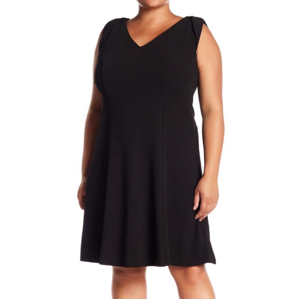 London Times Textured Fit & Flare Dress - Black